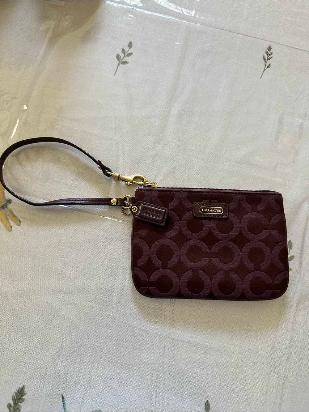 Coach Signature Wristlet in Deep Burgundy